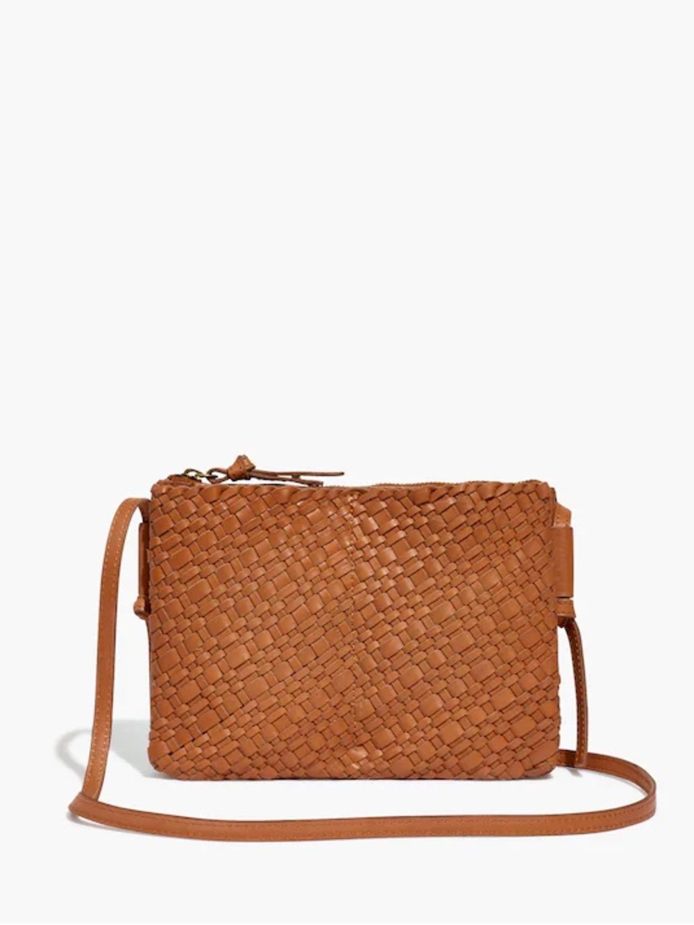 Madewell The Knotted Crossbody Bag in Woven Leather, Desert Camel